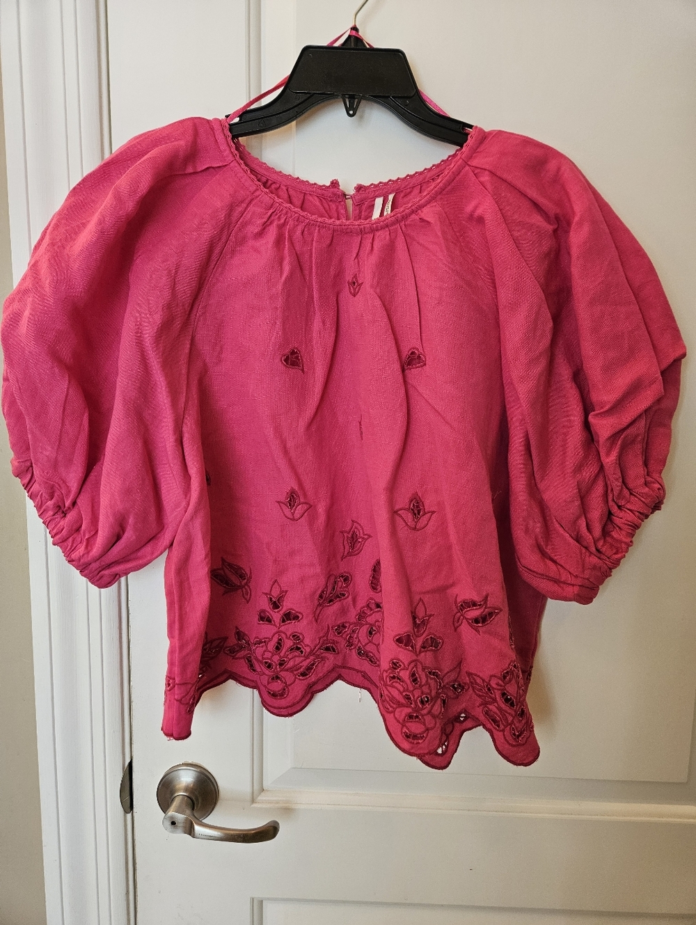 Anthropologie Pink Embroidered Blouse
